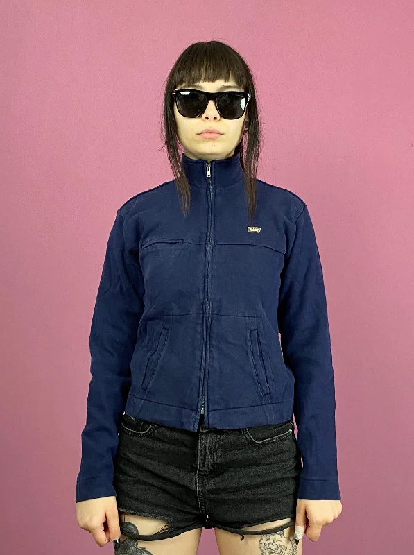 Nike Vintage Women's Full Zip Sweatshirt - S Navy Blue Cotton Blend Hoodie Sweatshirt Pullover