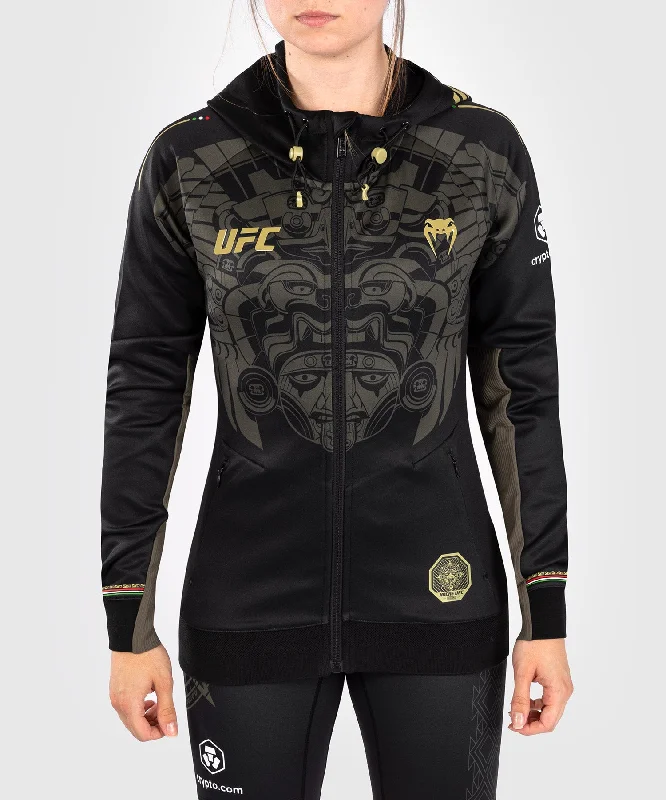 Noche UFC By Venum Authentic Fight Night Women’s Walkout Hoodie - Black Hoodie with Slit Hem Functional Movement