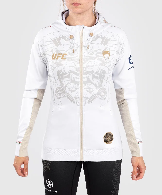 Noche UFC By Venum Authentic Fight Night Women’s Walkout Hoodie - White Hoodie with Patch Decorative Personalized