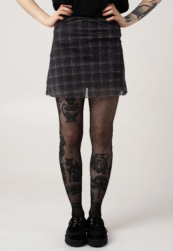 Noisy May - Lesley A Shape Asphalt Check - Skirt ribbed skirt waist