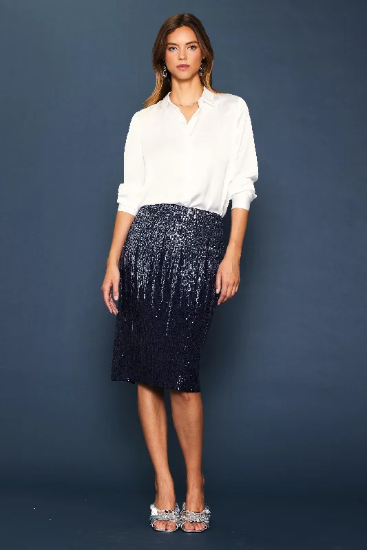 Ombre Sequin Midi Skirt cashmere skirt soft