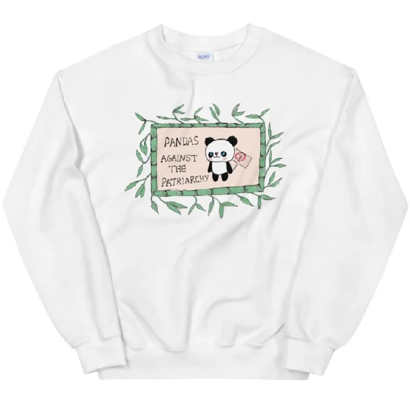 Pandas Against The Patriarchy -- Sweatshirt Hoodie with Hem Raw Edge Edgy Unfinished