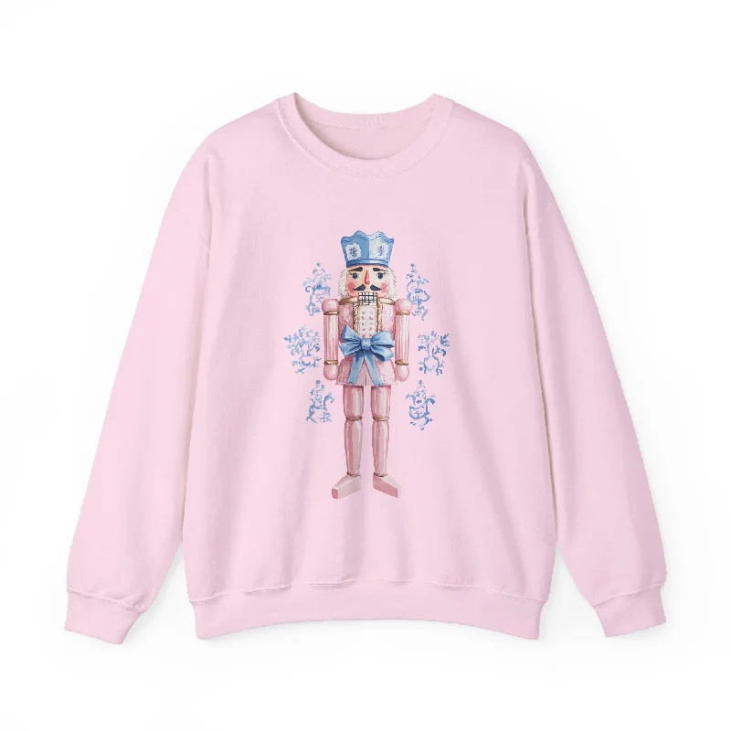 Pink Blue Nutcracker Coquette Sweatshirt Hoodie with Drawstring Waist Adjustable Fitted