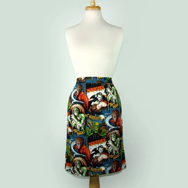 Pinup Hollywood Monsters Pencil Skirt #S-PP712 corduroy skirt durable