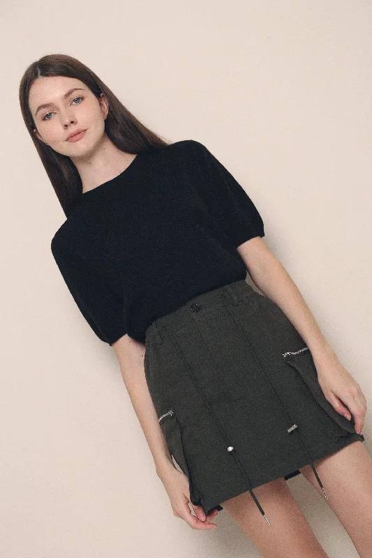 Piper Utility Skirt Olive belted skirt waist