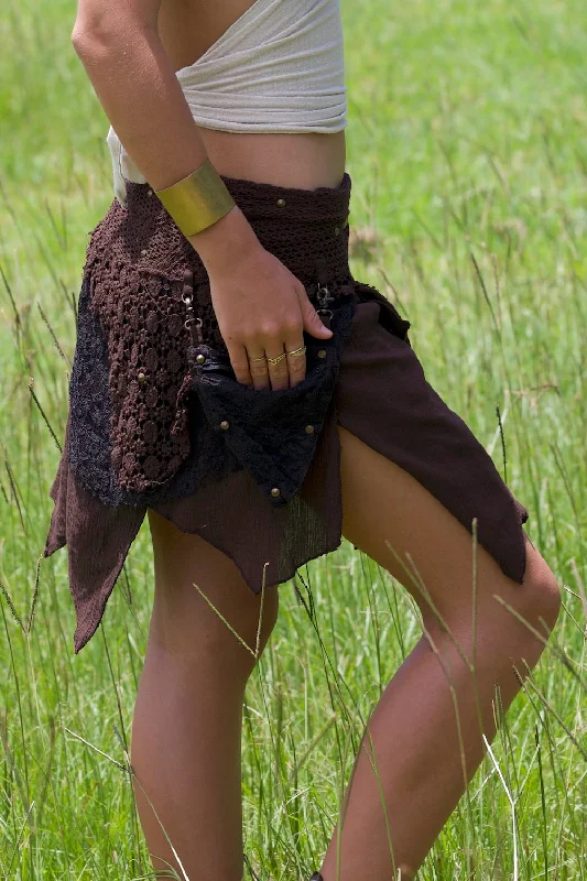PIXIE QUEEN SKIRT  BROWN/BLACK wool skirt warm
