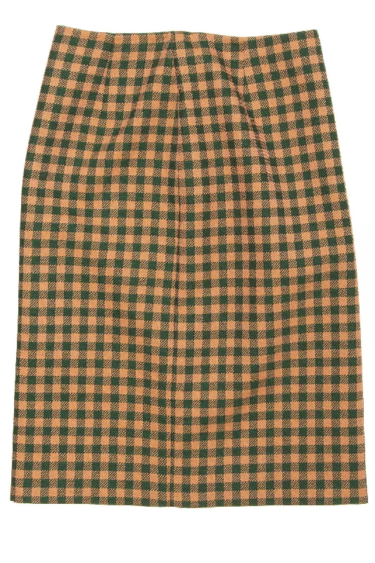 Prada - Brand New Pink and Green Plaid Skirt - IT 40 pencil skirt chic