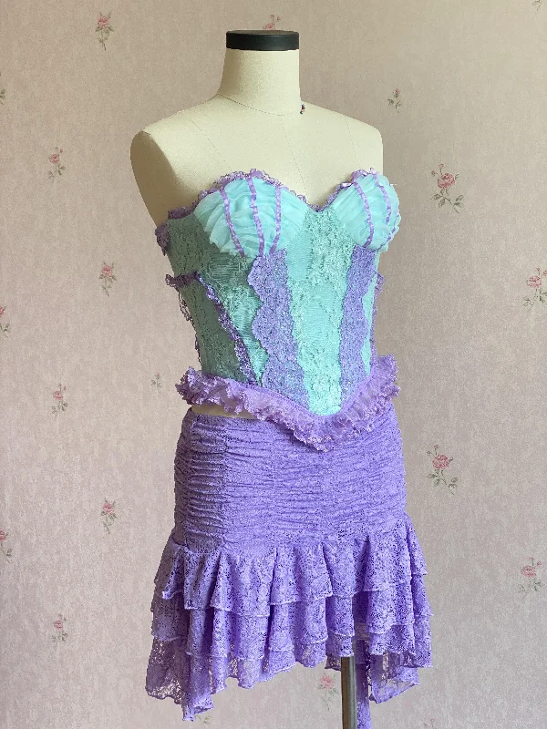 Princess Elsa and Ariel Fishbone Corset Top and skirt set silk skirt luxurious