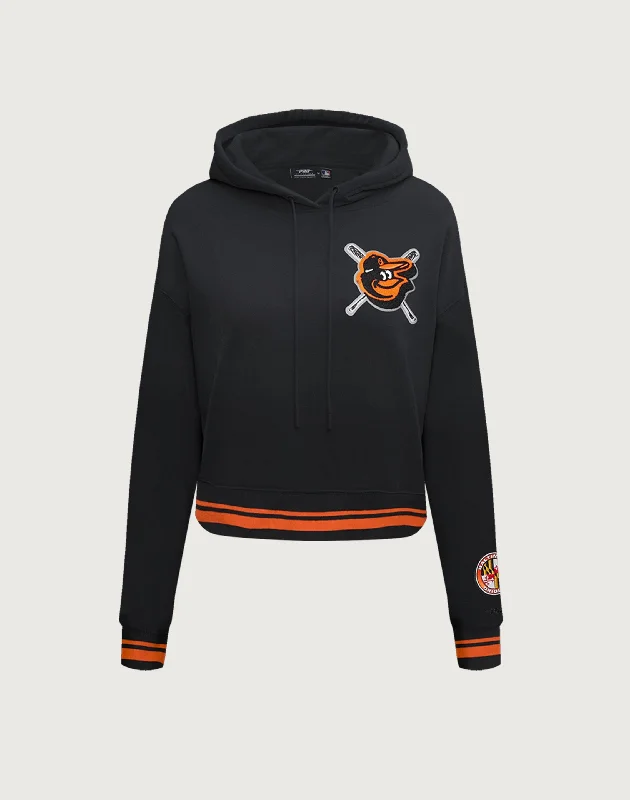 Pro Standard Baltimore Orioles Mashup Rib Cropped Hoodie Hoodie with Hem Embroidery Detailed Premium