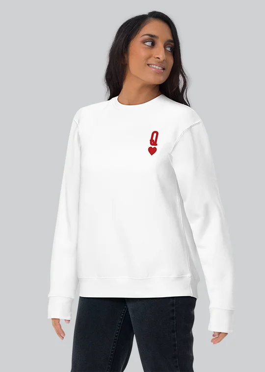 Queen Of Hearts Womens Crewneck Sweatshirt Hoodie with Puffed Sleeves Voluminous Trendy Queen Of Hearts Womens Crewneck Sweatshirt Hoodie with Puffed Sleeves Voluminous Trendy