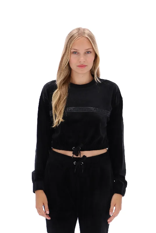 Quinn Cropped Sweatshirt Hoodie with Rolled Sleeves Casual Relaxed