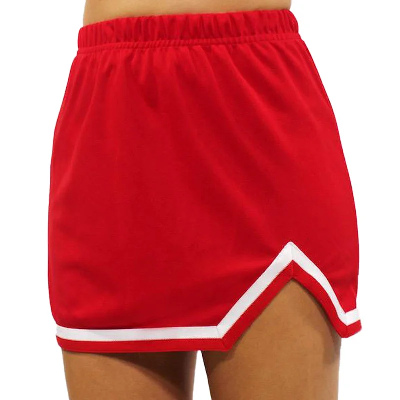 Red & White V-Cut Tailgate Skirt silk skirt elegant