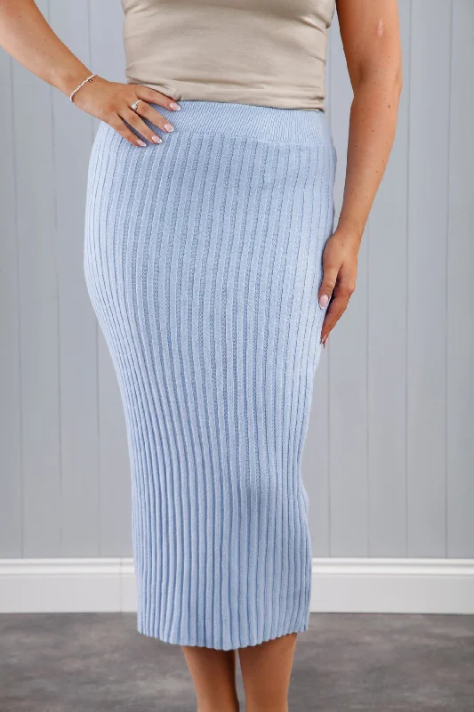 Reese Ribbed Skirt Baby Blue chiffon skirt delicate
