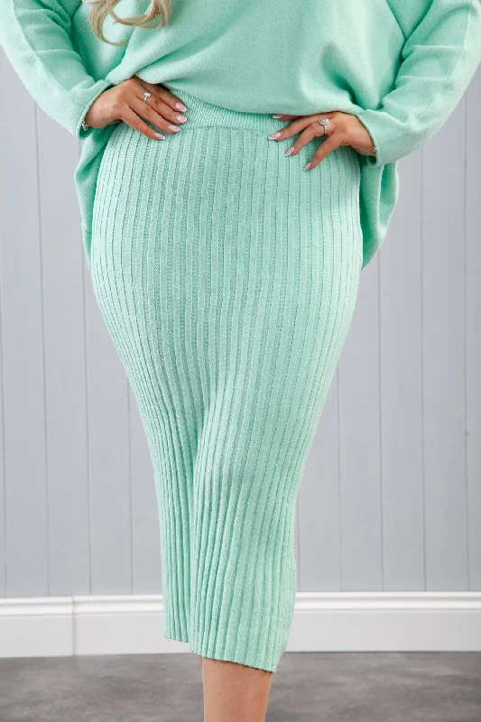 Reese Ribbed Skirt Mint high waist skirt