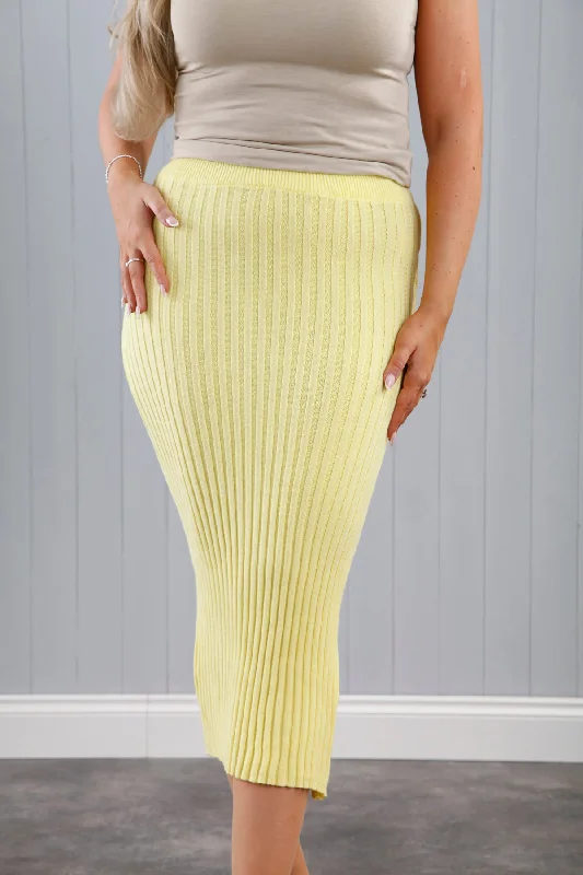 Reese Ribbed Skirt Sherbet Lemon denim skirt casual