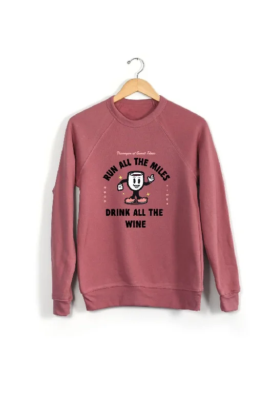 Run All The Miles, Drink All The Wine Unisex Sweatshirt Hoodie with Tied Waist Feminine Flattering