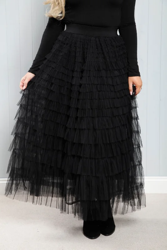 Seraphina Ruffle Skirt Black modal blend skirt