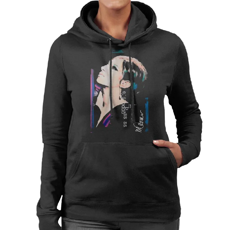 Sidney Maurer Original Portrait Of Actress Barbra Streisand Women's Hooded Sweatshirt Hoodie with Hem Embroidery Detailed Premium Sidney Maurer Original Portrait Of Actress Barbra Streisand Women's Hooded Sweatshirt Hoodie with Hem Embroidery Detailed Premium