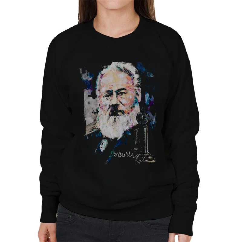 Sidney Maurer Original Portrait Of Alexander Graham Bell Women's Sweatshirt Hoodie with Pattern Geometric Abstract Sidney Maurer Original Portrait Of Alexander Graham Bell Women's Sweatshirt Hoodie with Pattern Geometric Abstract