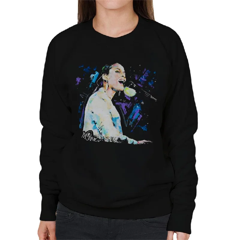Sidney Maurer Original Portrait Of Alicia Keys Women's Sweatshirt Hoodie with Set-In Sleeves Structured Classic
