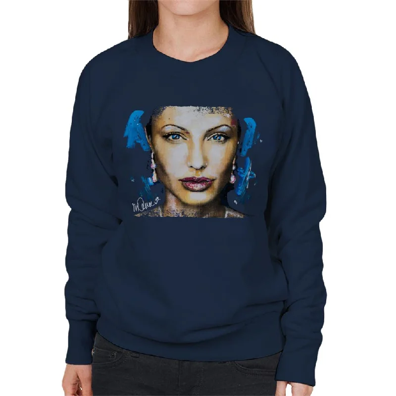 Sidney Maurer Original Portrait Of Angelina Jolie Women's Sweatshirt Hoodie with Double Zipper Versatile Adjustable