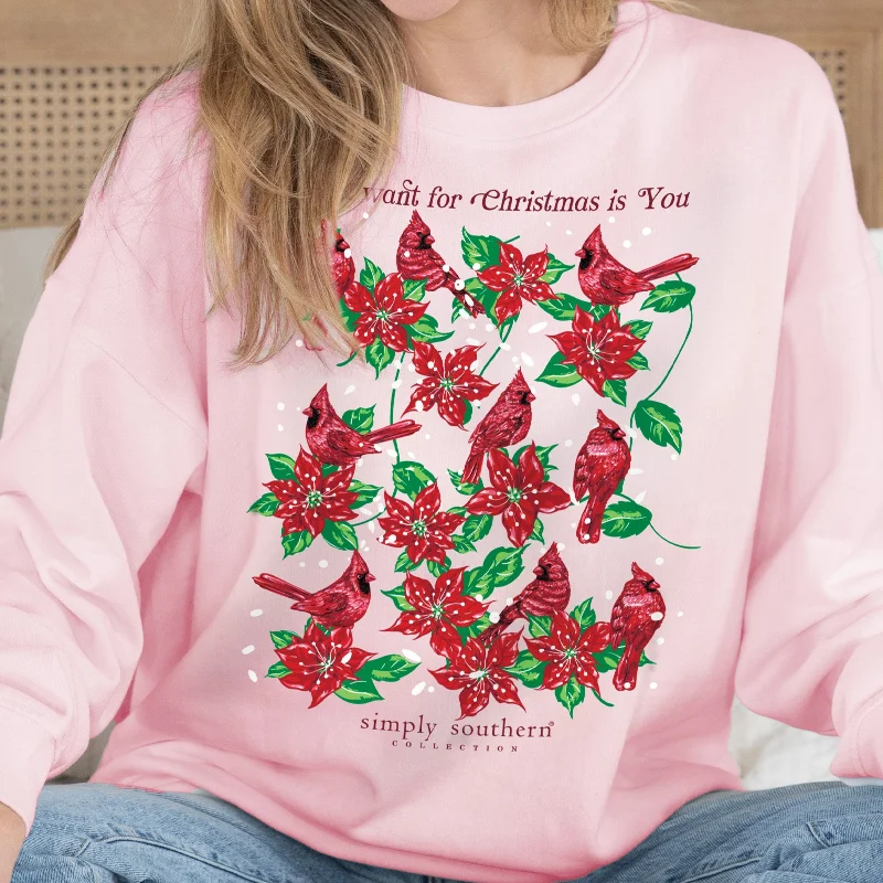 Simply Southern Red Cardinals Holiday Christmas Crew Sweatshirt Hoodie with Mock Neck Collared Structured Simply Southern Red Cardinals Holiday Christmas Crew Sweatshirt Hoodie with Mock Neck Collared Structured