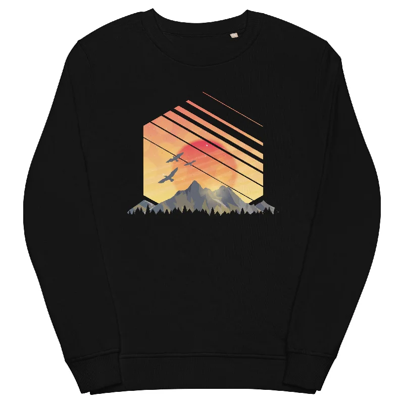 Sonnenaufgang Alpen - Unisex Premium Organic Sweatshirt Hoodie with Snap Buttons Easy Quick