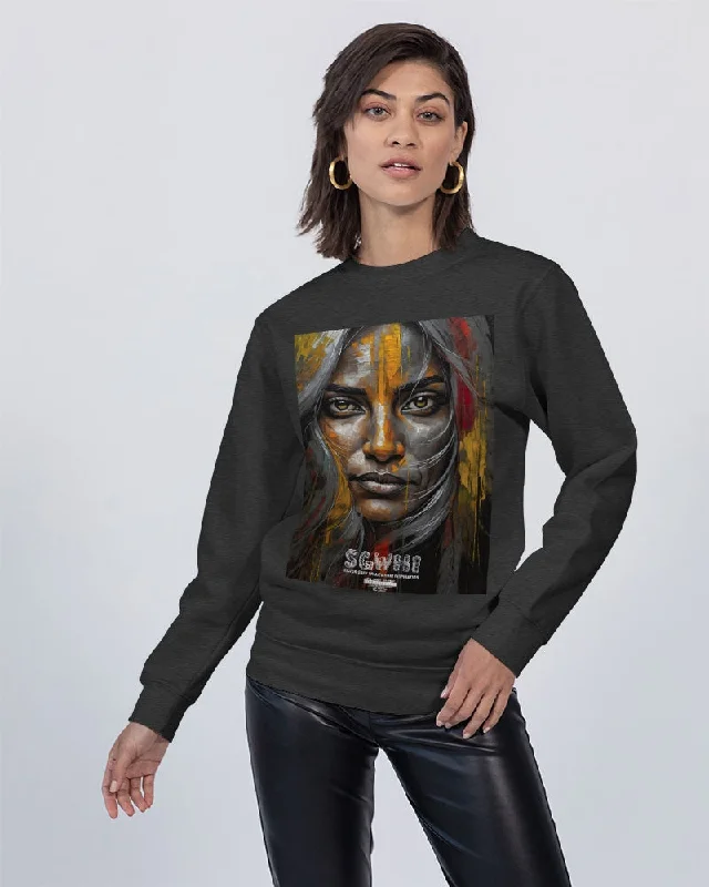 South Asian silver grey white hair sisters portrait  Unisex Premium Crewneck Sweatshirt | Lane Seven Hoodie with Side Slits Relaxed Casual