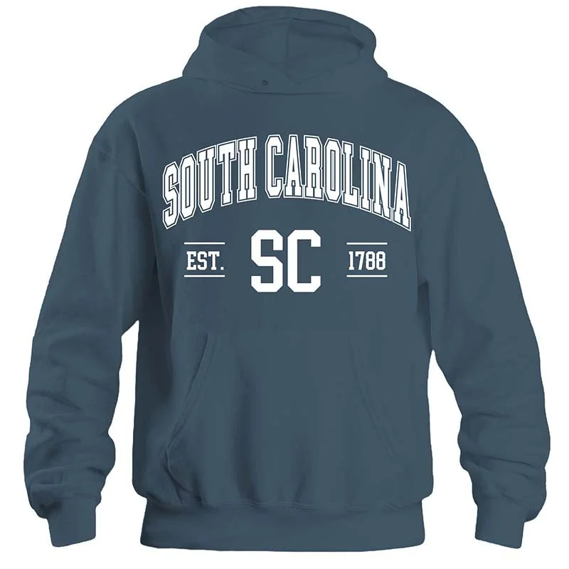 South Carolina Established Hoodie in Airforce Blue Hoodie with Tie-Dye Psychedelic Retro South Carolina Established Hoodie in Airforce Blue Hoodie with Tie-Dye Psychedelic Retro