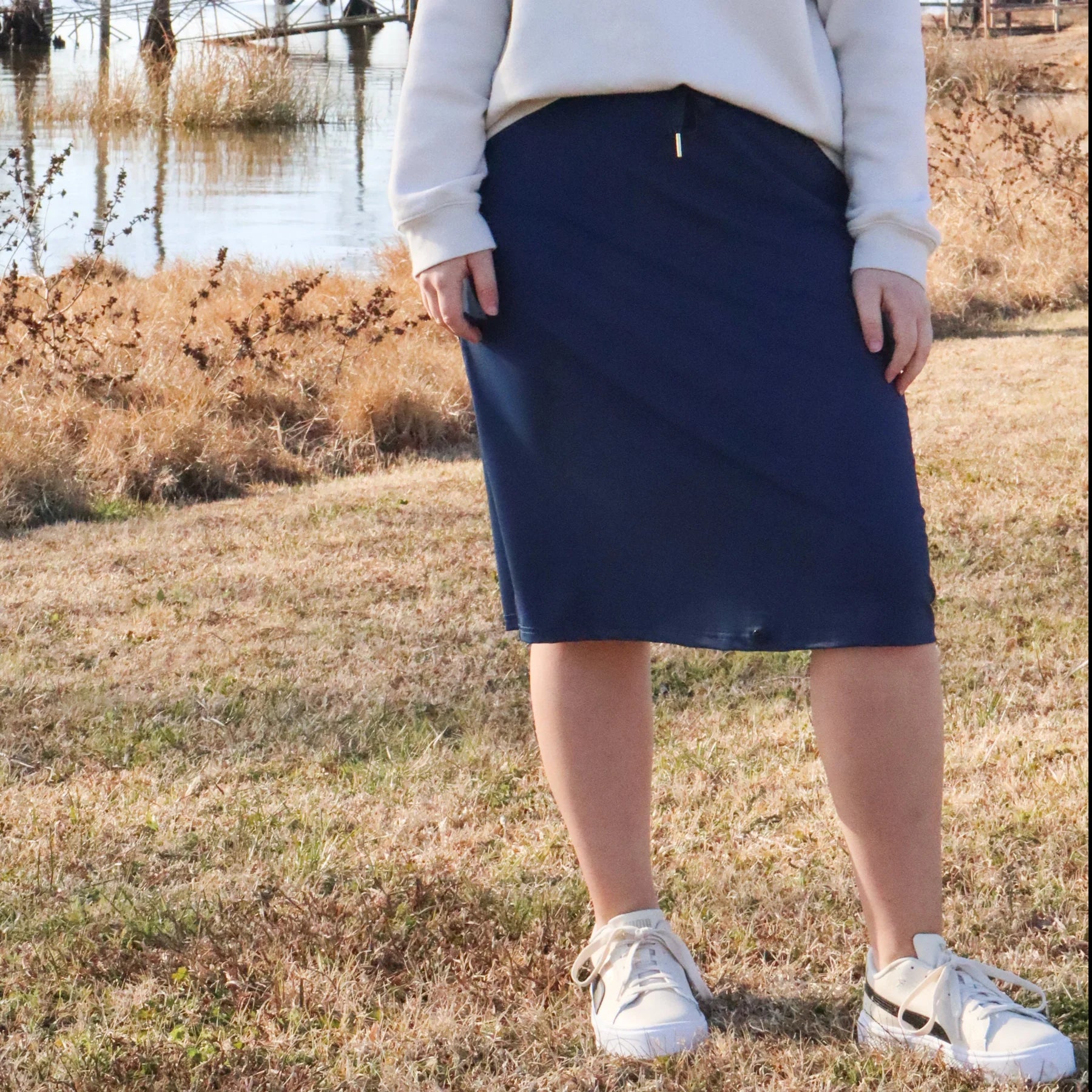 Stella Navy Athletic Skirt lace skirt elegant