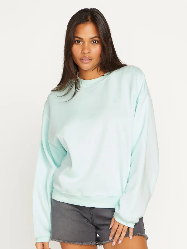 Stone Heart Ii Sweatshirt - PALE AQUA Hoodie with Hem Applique Textured Unique