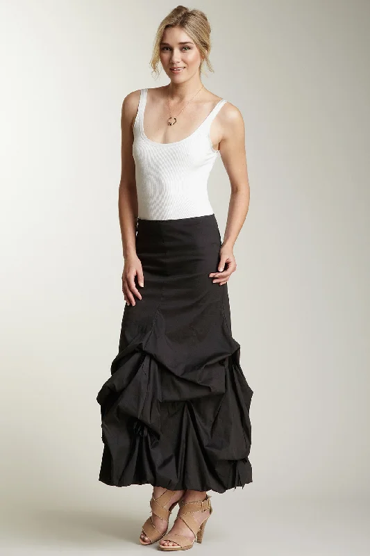 Stretch Poplin Balloon Skirt - Black high slit skirt