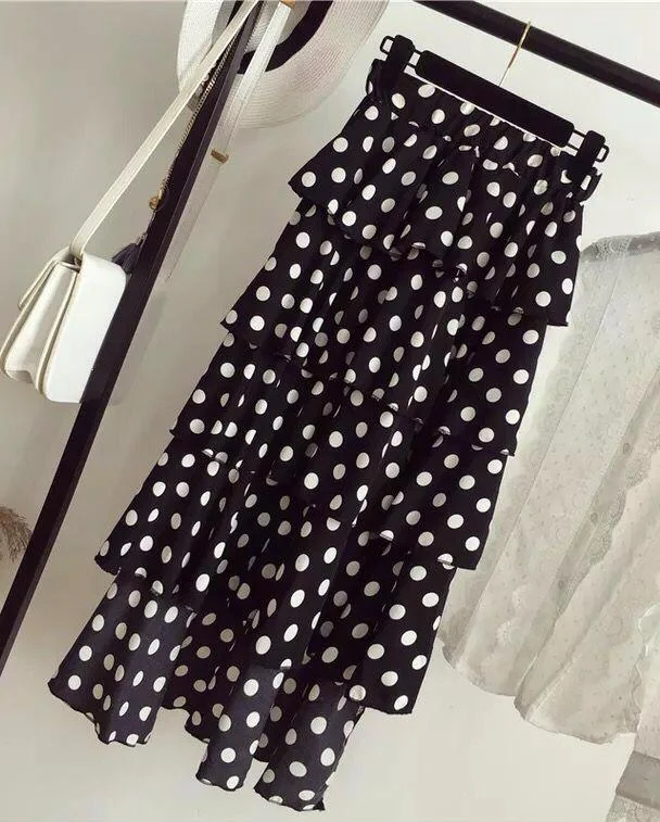 Stunning Button Up Polka Dot Skirt lace skirt delicate