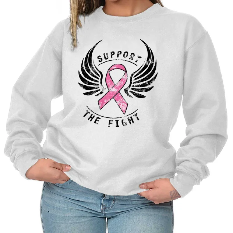 Breast Cancer Awareness Crewneck Sweatshirt Hoodie with Lace Feminine Delicate