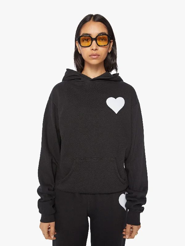 SPRWMN Heart Hoodie - Black Hoodie with Raw Hem Edgy Unfinished