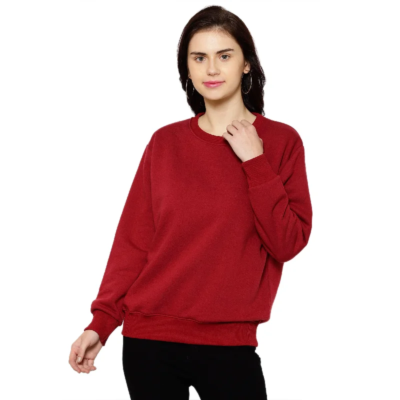 Vimal Jonney Fleece Round Neck Sweatshirt for Women Hoodie with Emblem Brand Identity