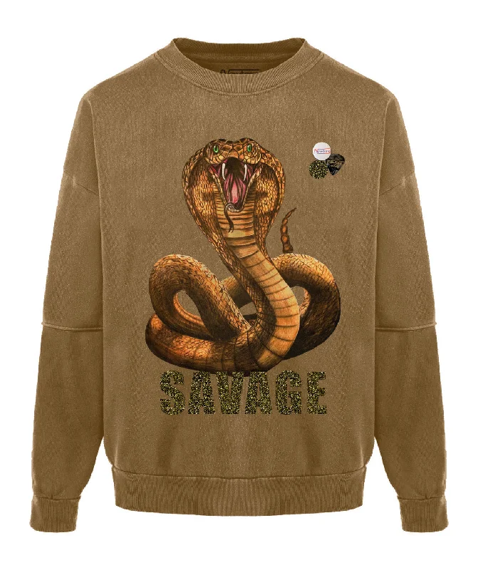 Sweatshirt roller havane "SAVAGE" Hoodie with Button Classic Timeless