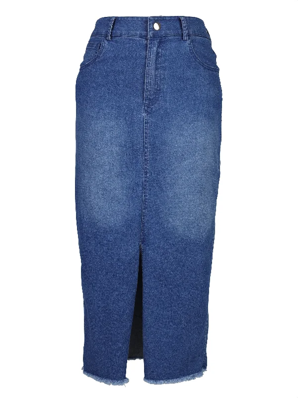 TAIA skirt - Denim blue linen skirt light
