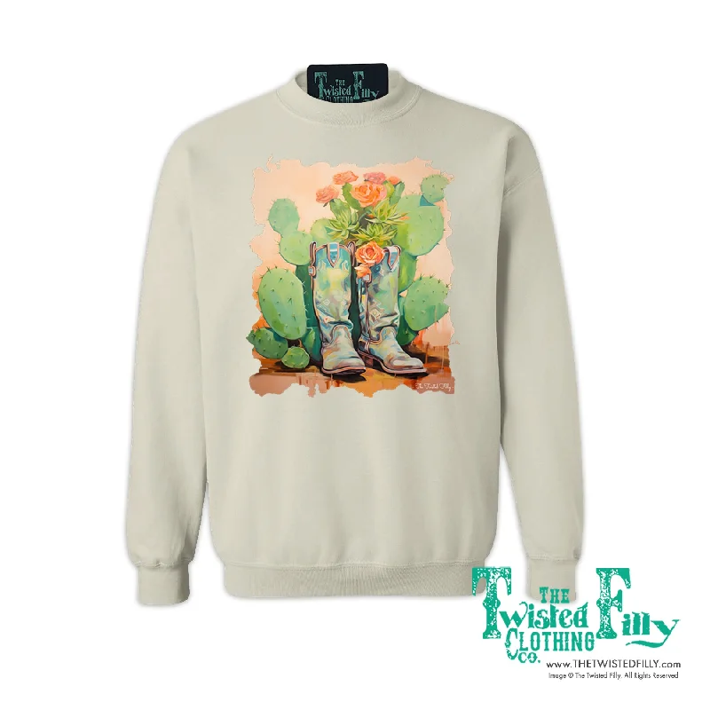 The Garden Boots - Adult Sweatshirt - Assorted Colors Hoodie with Hem Frayed Vintage Worn The Garden Boots - Adult Sweatshirt - Assorted Colors Hoodie with Hem Frayed Vintage Worn