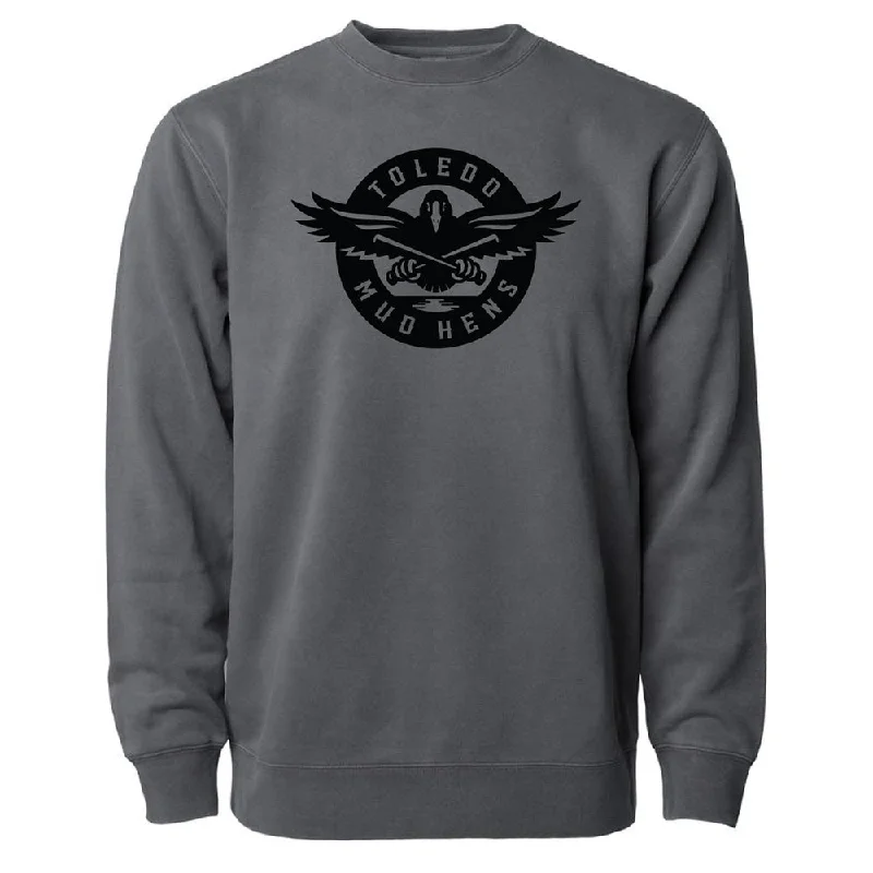 Toledo Mud Hens Real Bird Pigment Black Crewneck Sweatshirt Hoodie with Contrast Stitching Detailed Premium