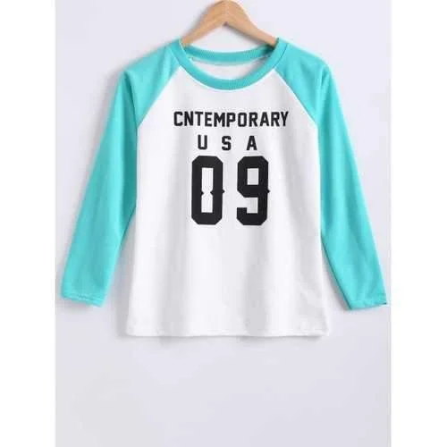 Color Block Raglan Sleeve Letter Print Sweatshirt - Tiffany Blue M Hoodie with Typography Text Message Color Block Raglan Sleeve Letter Print Sweatshirt - Tiffany Blue M Hoodie with Typography Text Message