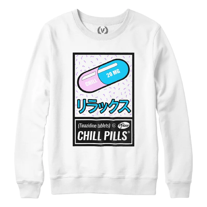 CHILL PILLS : Sweatshirt Hoodie with Hem Frayed Vintage Worn