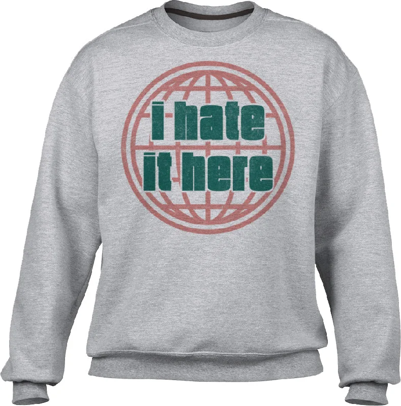 Unisex I Hate It Here Sweatshirt Hoodie with High Neck Warm Protective