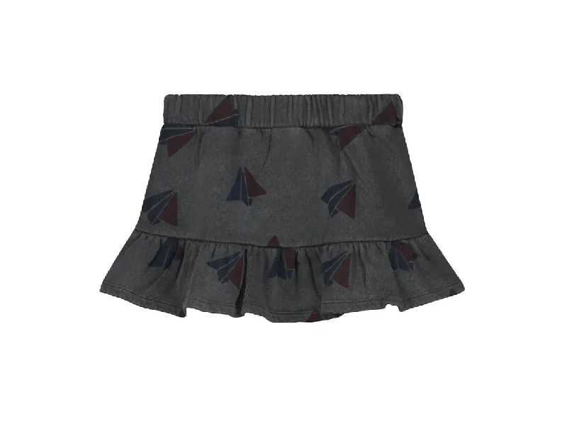 BONMOT GRAY ALLOVER PAPERPLANE SKIRT denim skirt trendy