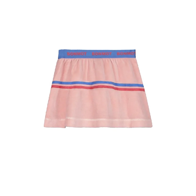 BONMOT DUSTY PINK 2 STRIPE VELVET SKIRT cashmere skirt rich