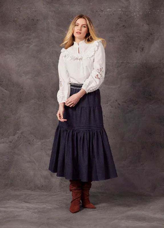 Ursula Skirt in Indigo Denim LS2603 by Loobies Story mini skirt trendy