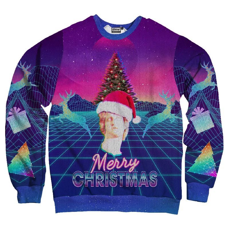 Vaporwave Christmas Unisex Sweatshirt Hoodie with Side Slits Relaxed Casual