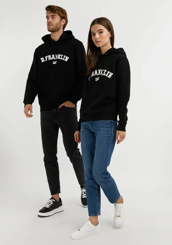 Varsity Hoodie Black / White Hoodie with Sequins Glamorous Eye-catching