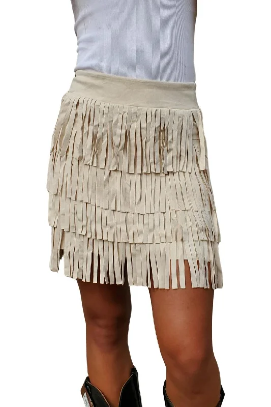 WAY Bone Short Fringe Skirt-Final Price pencil skirt chic