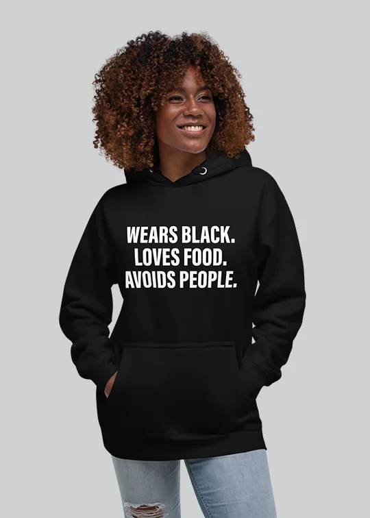 Wears Black Women's Hoodie Hoodie with Contrast Stitching Detailed Premium